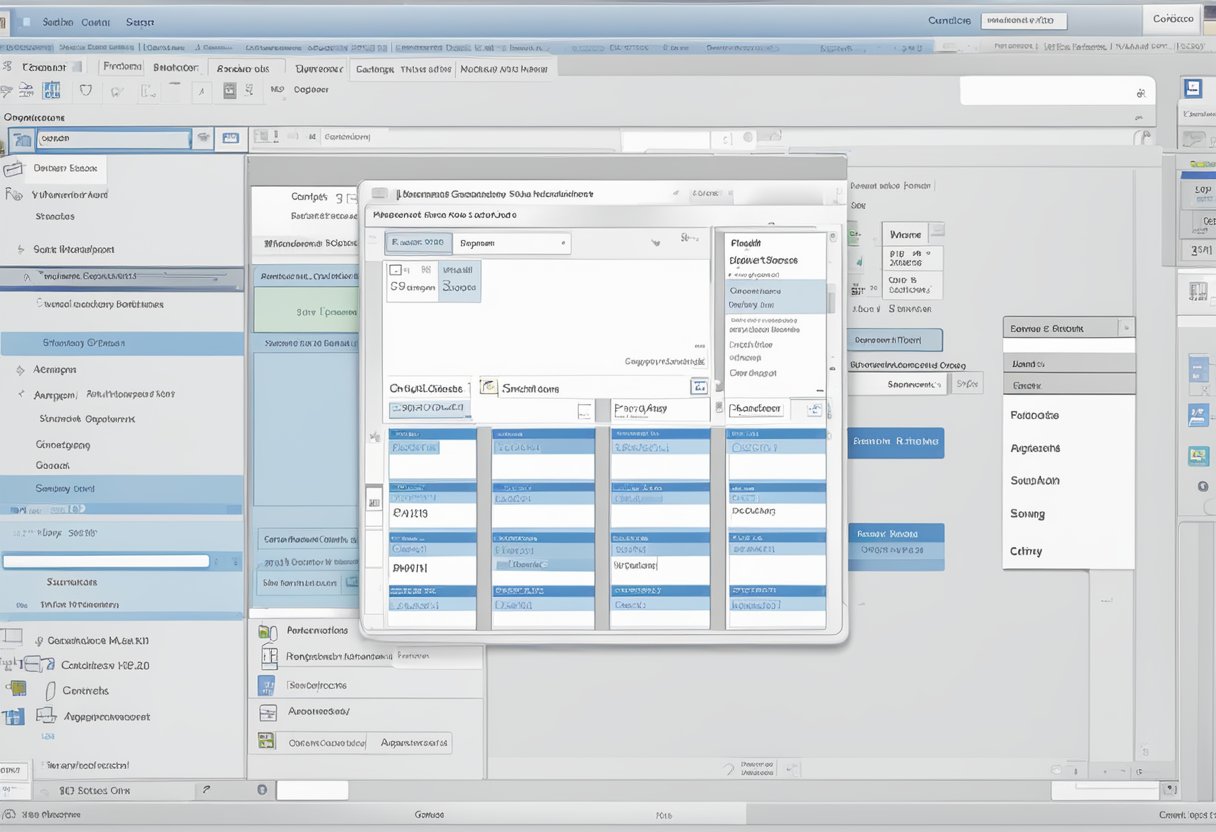 A computer screen displaying the Outlook calendar interface. A mouse cursor clicks and drags to create appointment slots, while a pop-up menu confirms the action