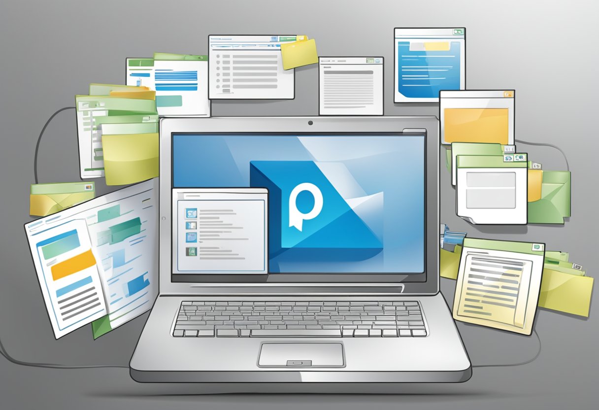 A computer screen showing the process of exporting contacts from Outlook 2010, with a clear step-by-step guide visible on the screen