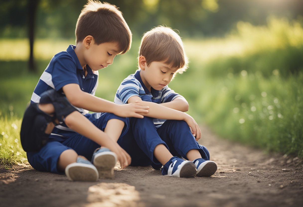 Children playing outside, suddenly clutching their stomachs and experiencing fever, headache, and muscle aches. Some develop a rash on their hands and feet