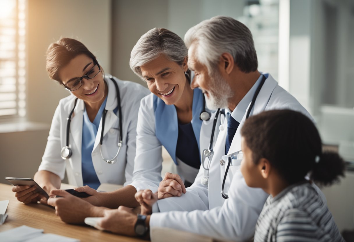 A doctor discussing treatment options for seasonal influenza with a patient's family