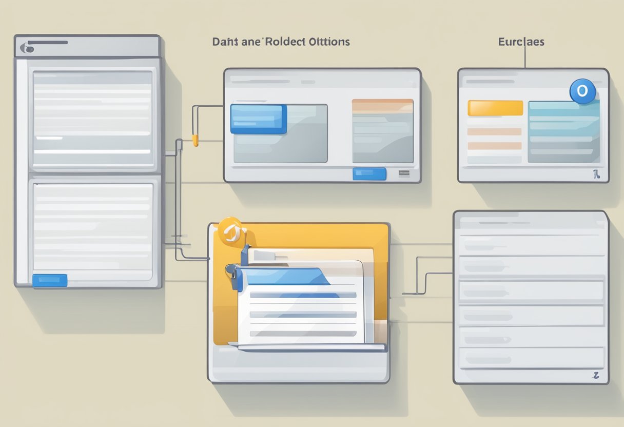 Outlook interface with email folders organized by date and subject. Sorting options visible on the toolbar
