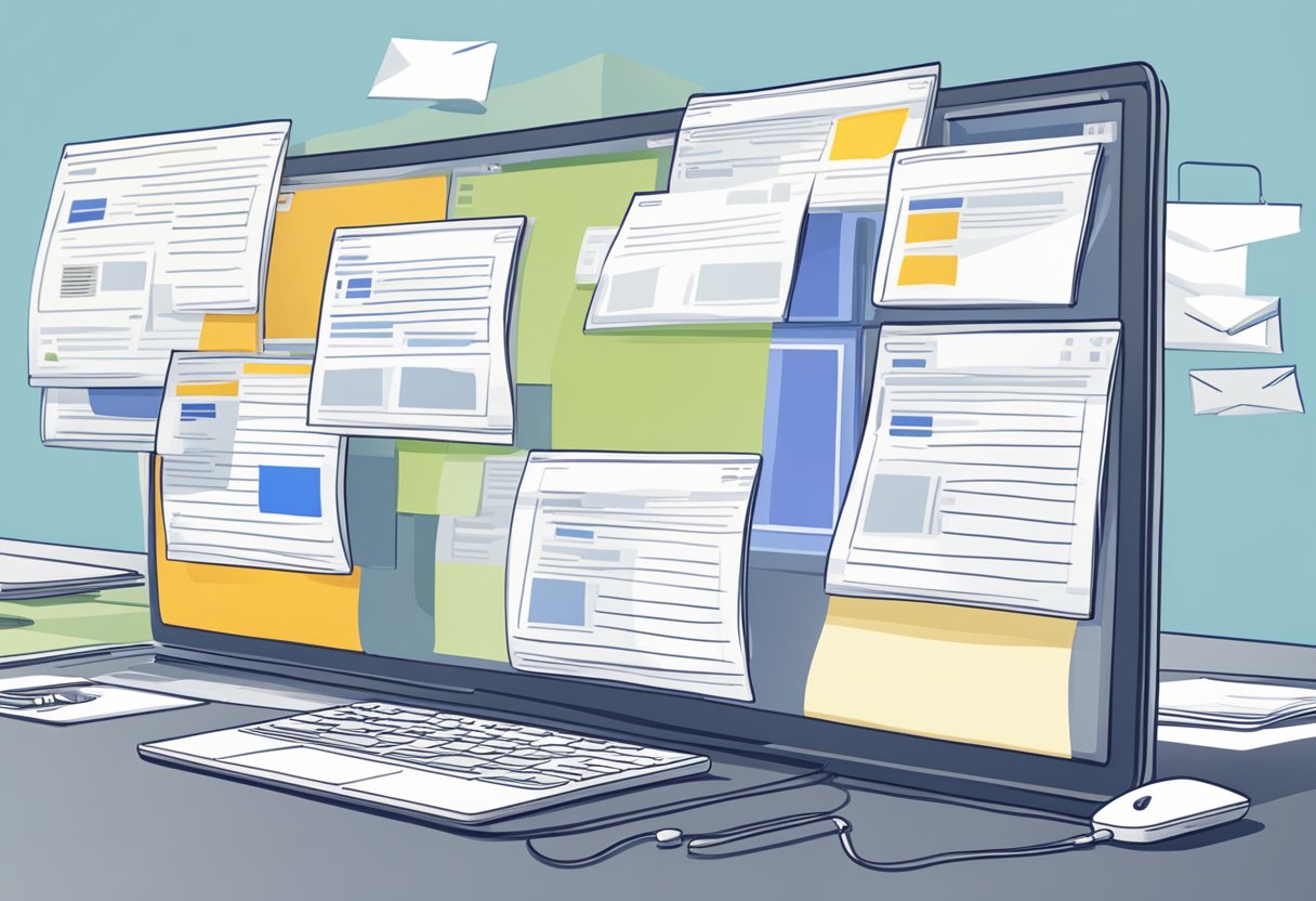 A computer screen with a Microsoft Outlook inbox open, highlighting emails marked with high importance