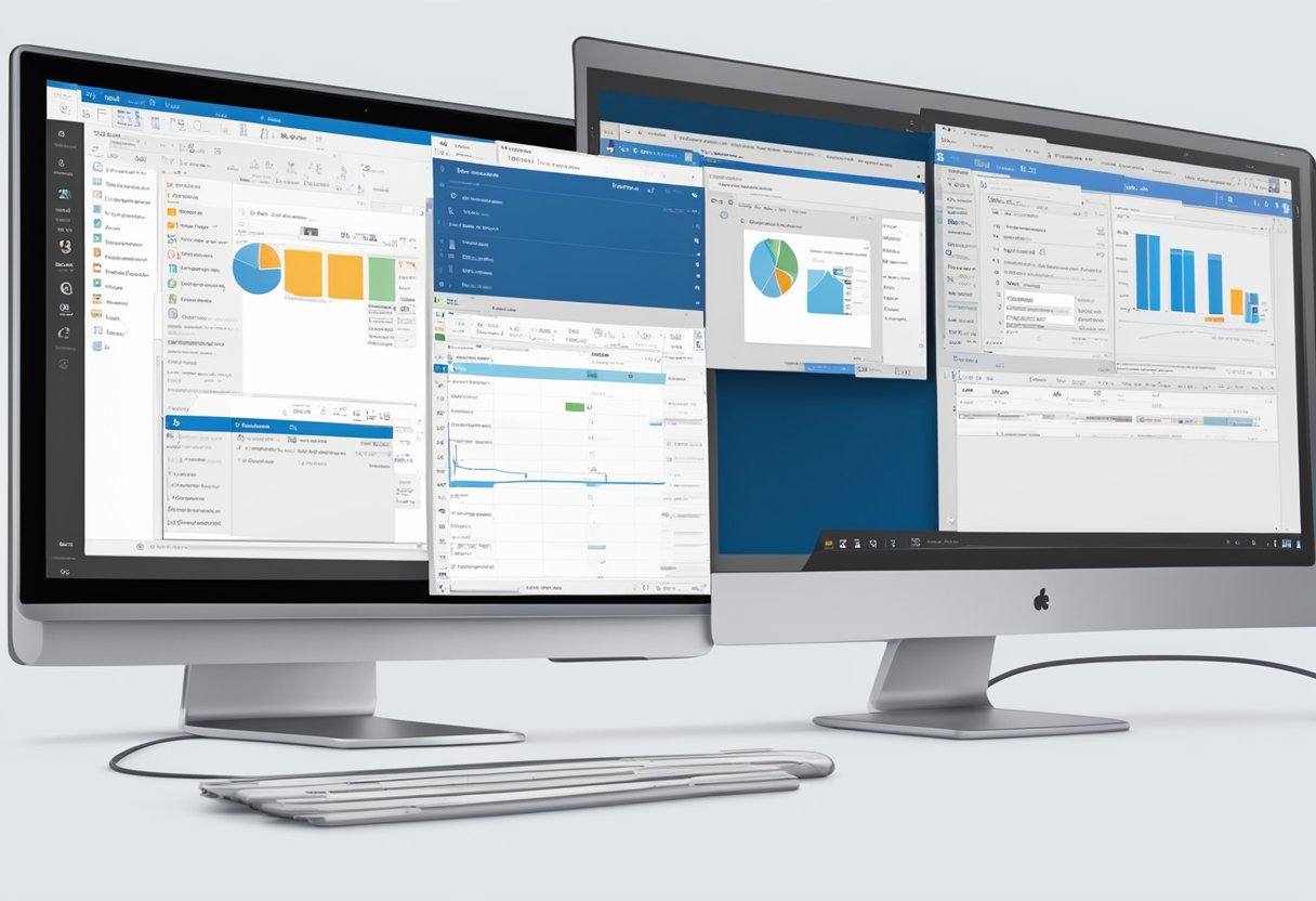 Outlook interface shown with ribbon relocated to bottom for optimal workflow. Tabs and commands easily accessible