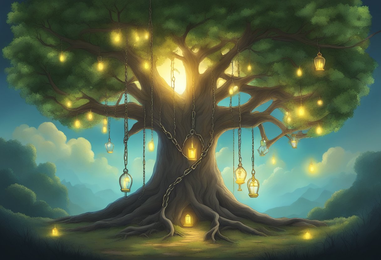 A family tree with broken chains, a glowing light, and a sense of freedom