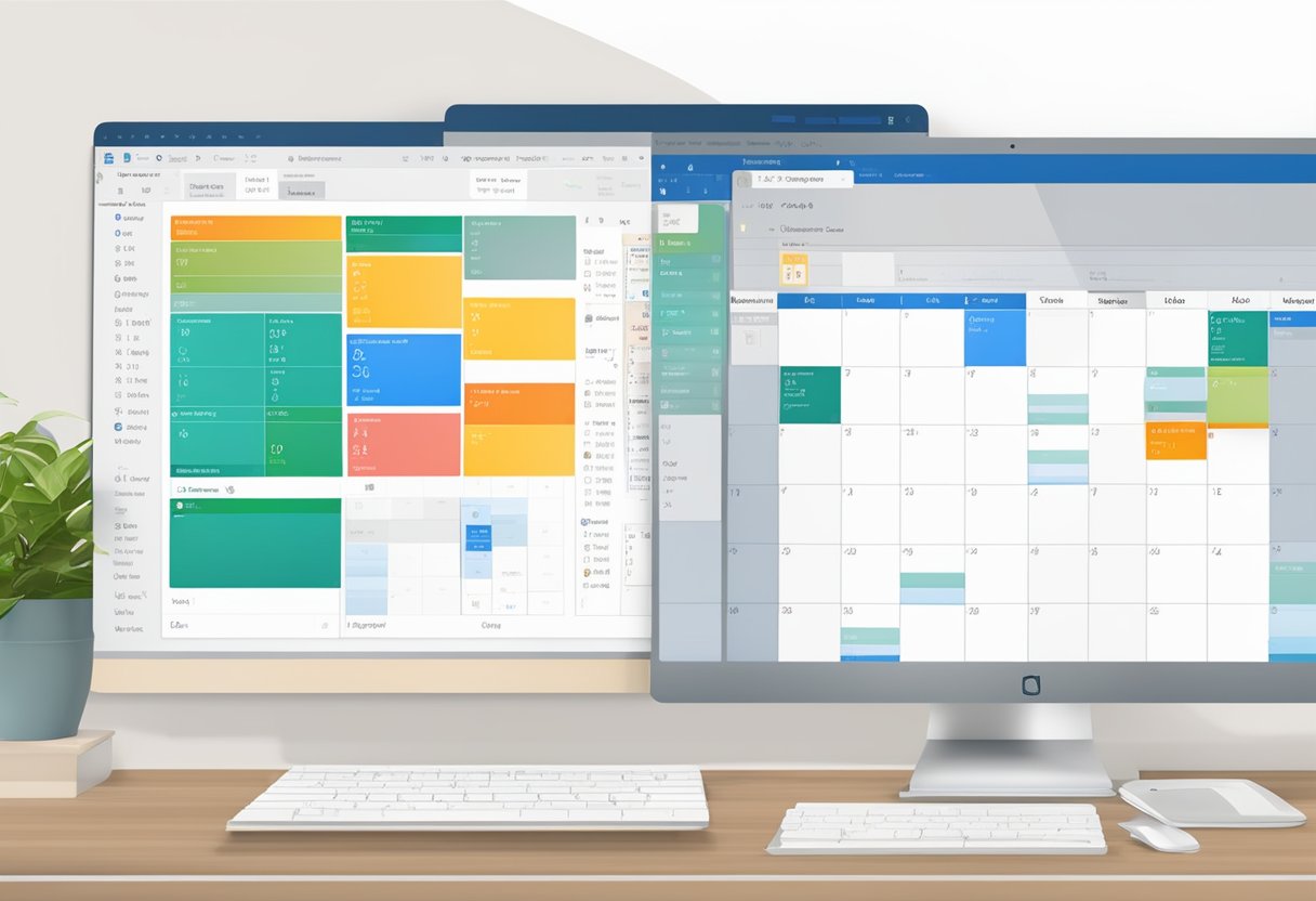 A computer screen with the Outlook calendar interface open, showing the steps to create a new calendar group for a group in the software
