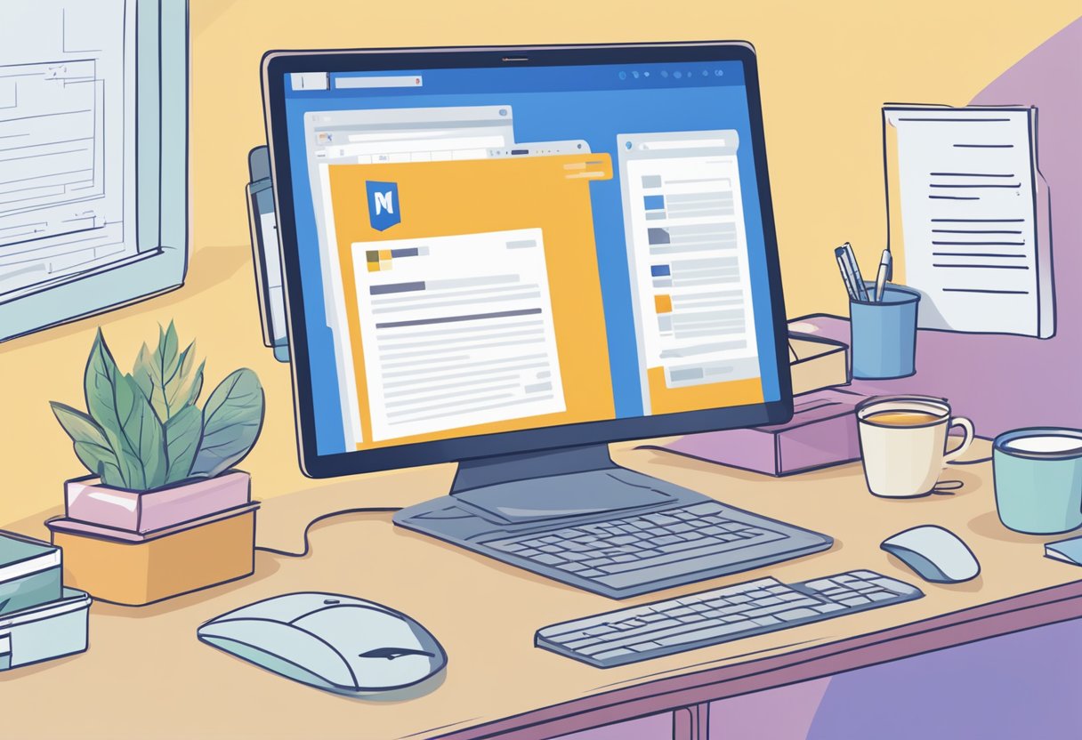 A computer screen with the Microsoft Outlook interface open, showing an empty inbox with the message "Why can't I see my emails on Outlook" typed in the search bar
