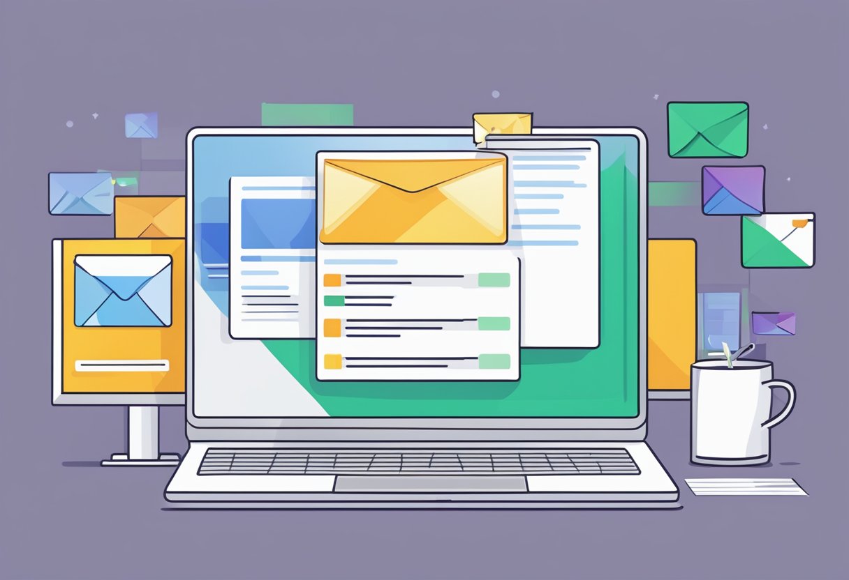 A computer screen with Outlook open, showing flagged emails moved to the top of the inbox