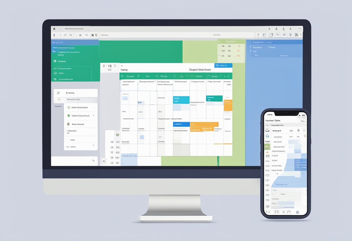 A computer screen displaying the Outlook email scheduling interface with a list of delayed emails and a calendar for scheduling