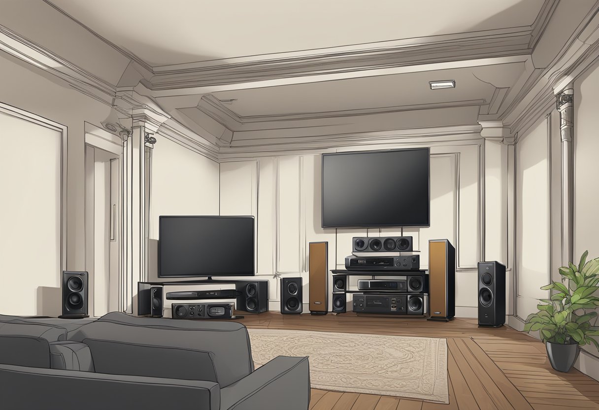 A NAS device sits next to a home theater setup, connecting seamlessly to enhance audio and video quality