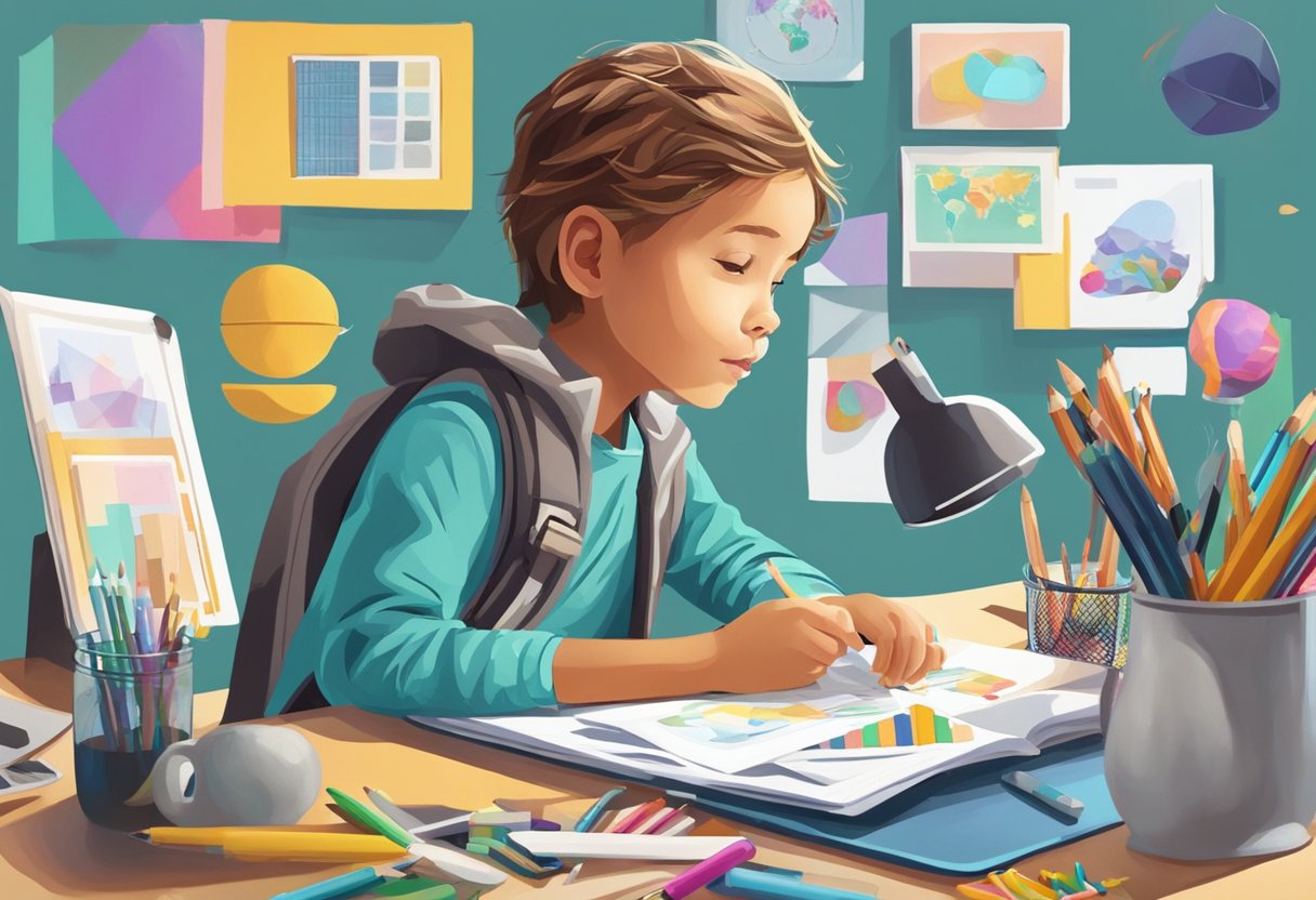 Parent's Guide to Encouraging Digital Creativity at Home: Nurturing Your Child's Tech-Savvy Artistry digital creativity, creativity, art LearningMole A child sits at a desk, surrounded by digital devices and art supplies. They are engrossed in creating a digital masterpiece, using problem-solving and critical thinking skills to bring their imagination to life