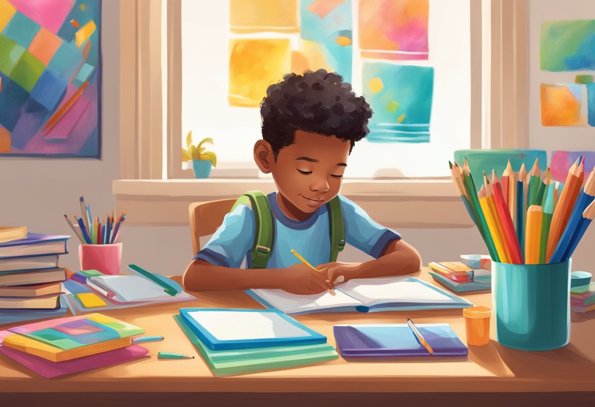 Parent's Guide to Encouraging Digital Creativity at Home: Nurturing Your Child's Tech-Savvy Artistry digital creativity, creativity, art LearningMole A child sits at a desk with a tablet, surrounded by art supplies and educational books. The room is filled with natural light, and colorful artwork adorns the walls