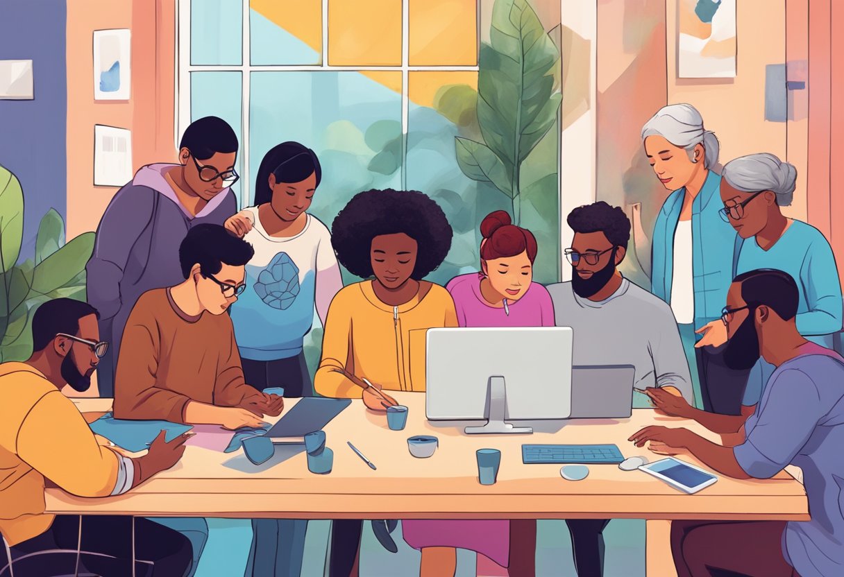 Using Digital Tools to Enhance Art Projects for All Ages: A Guide to Creative Expansion digital tool, art project, artist LearningMole A group of diverse people engage with digital tools to create interactive art projects for all ages
