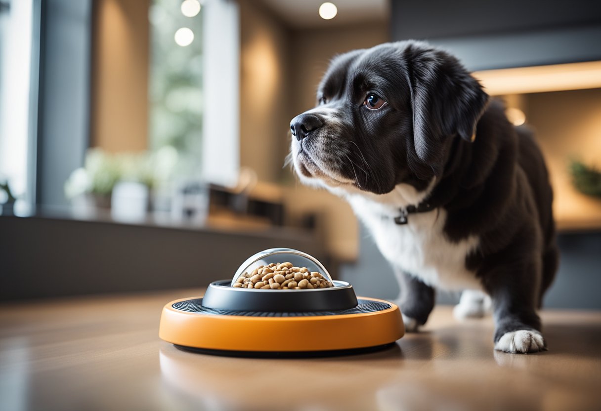 A smart pet feeder dispenses food as a smart collar tracks activity. A smart camera monitors behavior while a smart toy provides mental stimulation