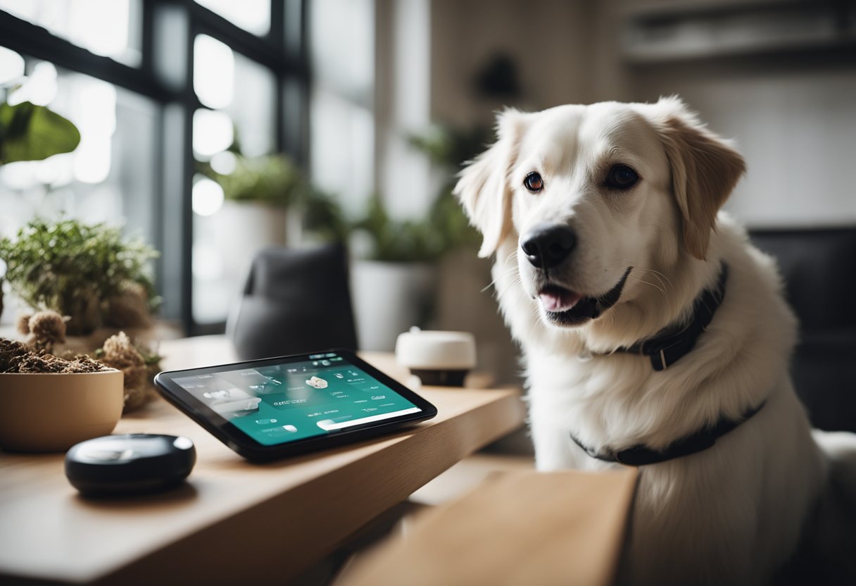 Pets interact with AI-powered products and services, like smart feeders and health monitors. The technology enhances their care and personalizes their experiences