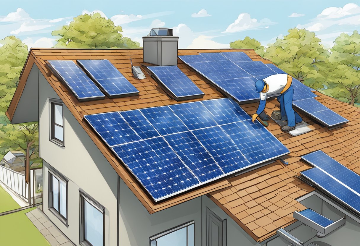 A technician installs rooftop solar panels, showcasing the process and cost