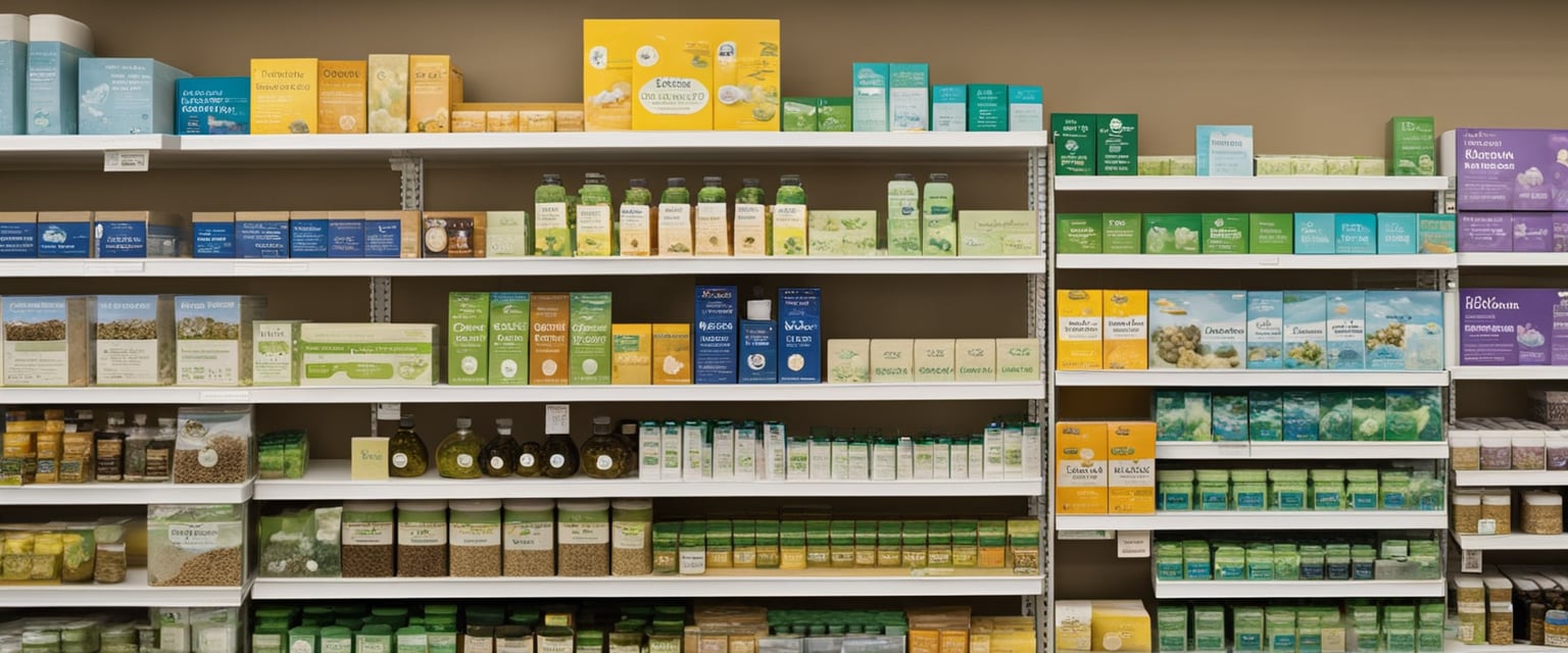 A variety of Zumalko homeopathic and natural pet products displayed on shelves in a well-lit store. Labels are clear and colorful, with images of happy, healthy pets