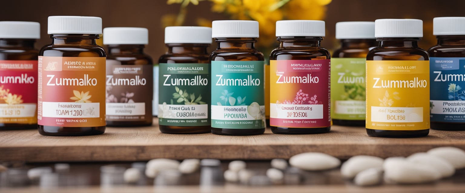 A variety of Zumalko homeopathic and natural pet products displayed with positive reviews and price tags, conveying value for money