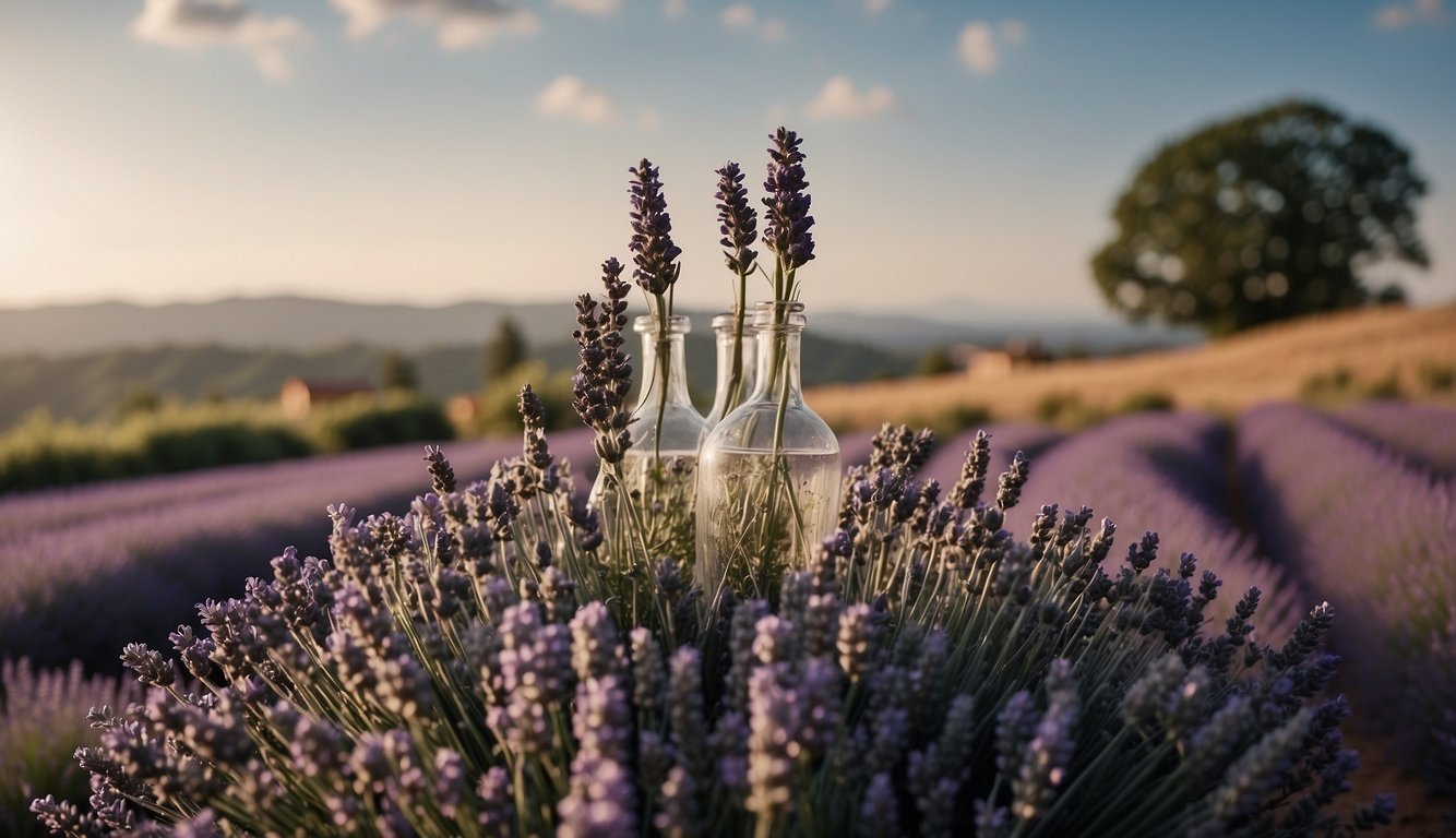 Lavender fields, ancient distillation equipment, and a serene countryside setting with a historical vibe