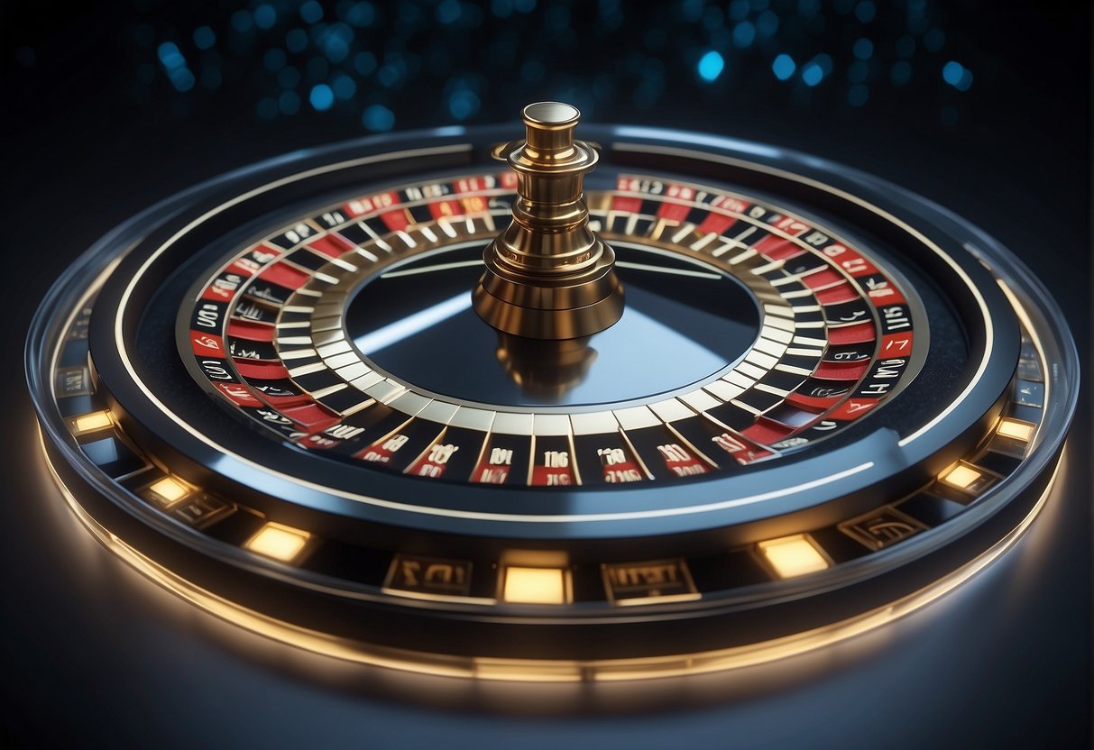 A digital casino platform with transparent algorithms and blockchain technology. Visualize decentralized systems and cryptographic processes