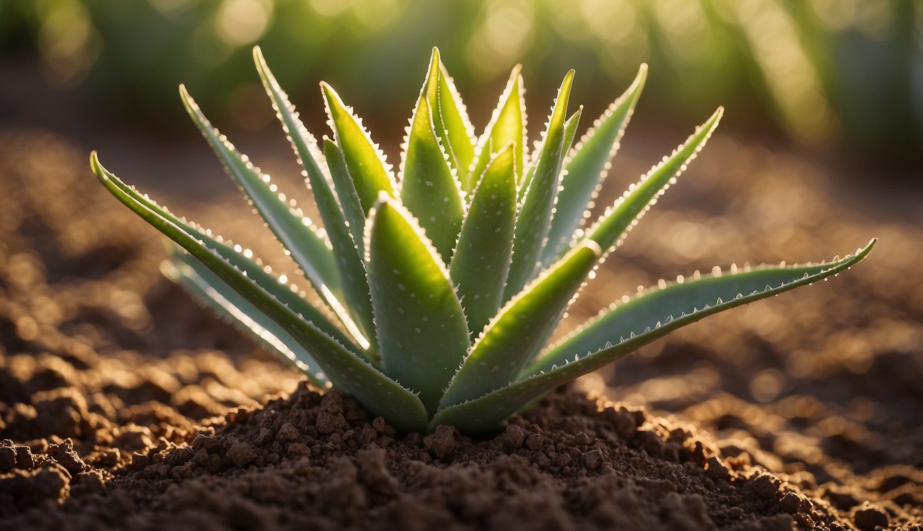 The old aloe vera plant basks in the warm sunlight, surrounded by well-draining soil and occasional gentle watering