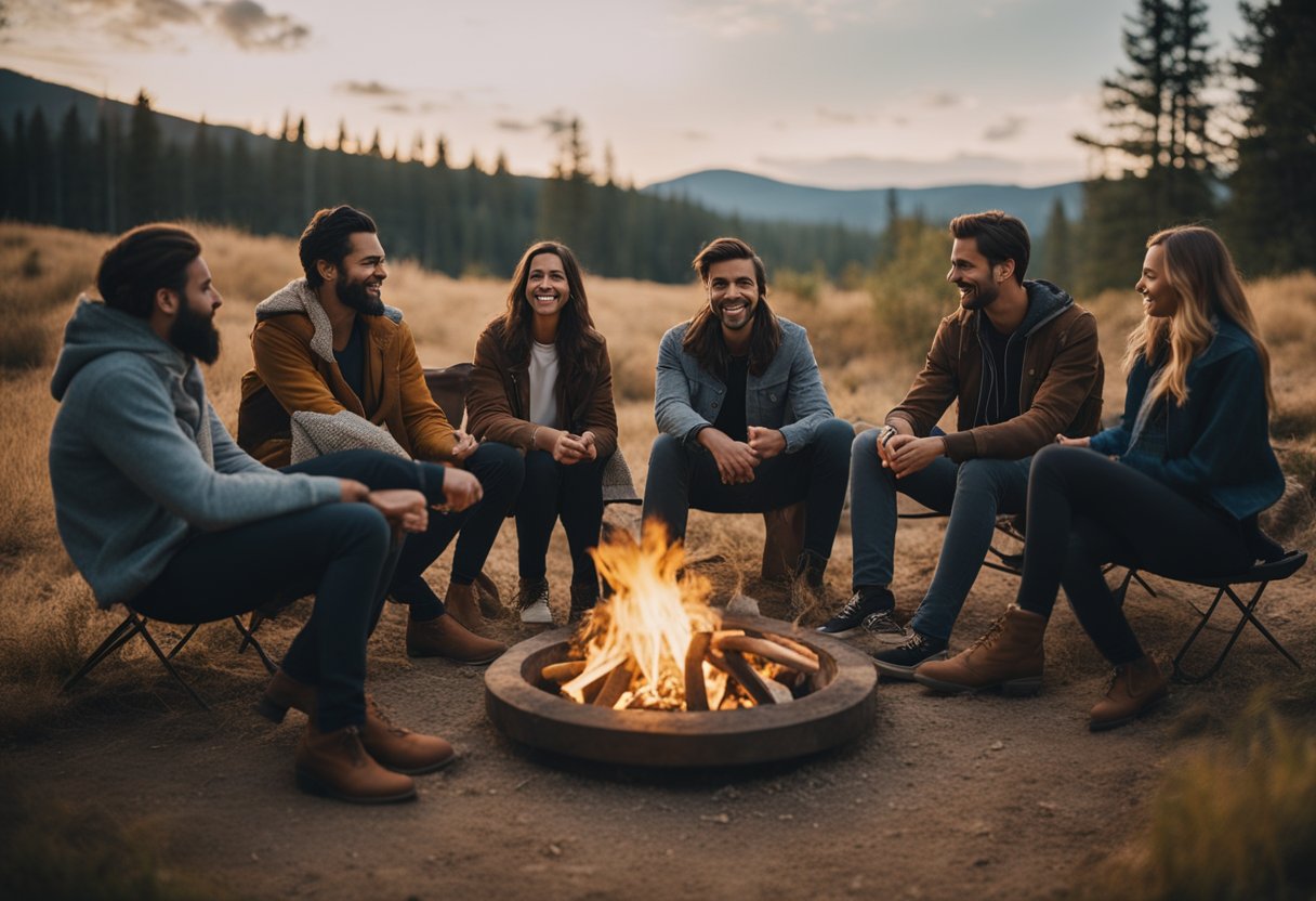 A group of bloggers gather around a virtual campfire, sharing stories and tips while avoiding common mistakes. The atmosphere is vibrant and engaging, with a strong sense of community building