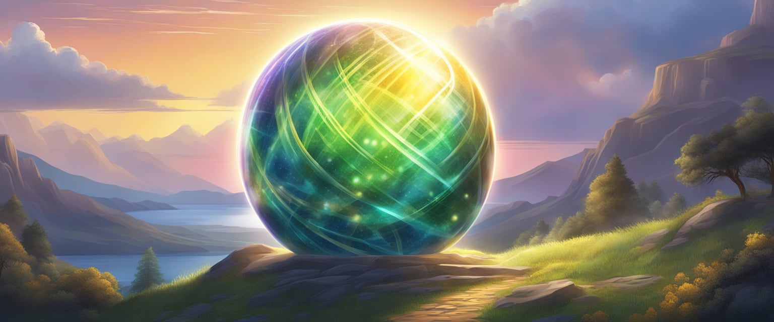 A bright light radiates from a glowing orb, casting vibrant colors and intricate patterns onto the surrounding environment