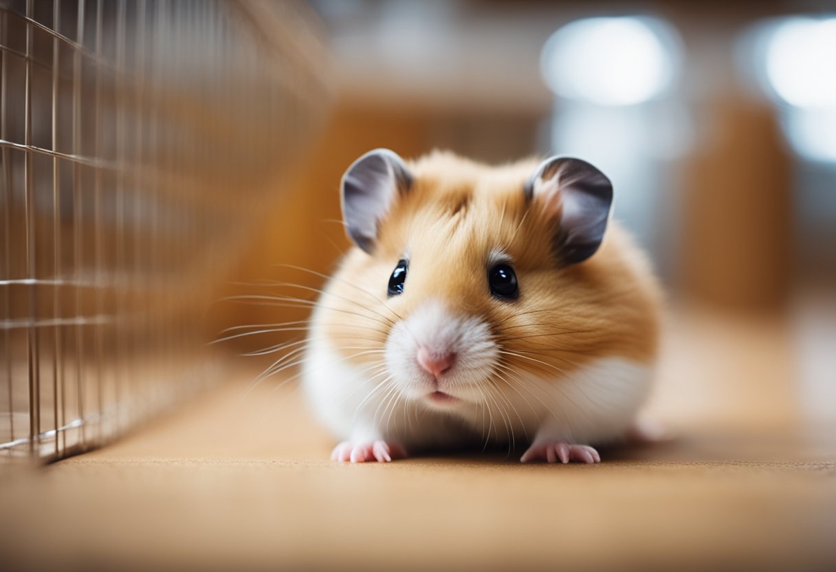A hamster explores different cage options, comparing size, material, and accessories