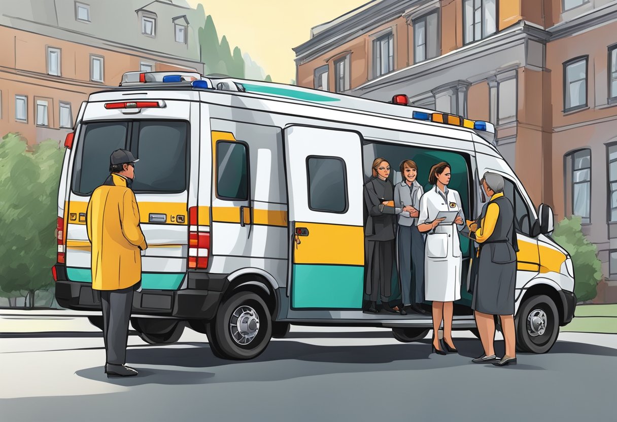 Customers reviewing private ambulance service