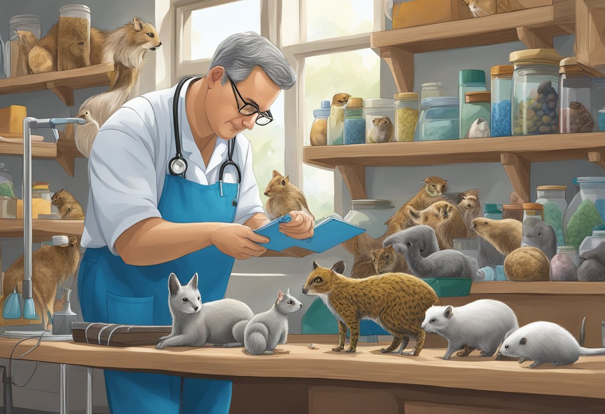 Dr. Blue attends to a variety of animals, from small critters to larger creatures. He is often seen working diligently, using his expertise to diagnose and treat the animals in need