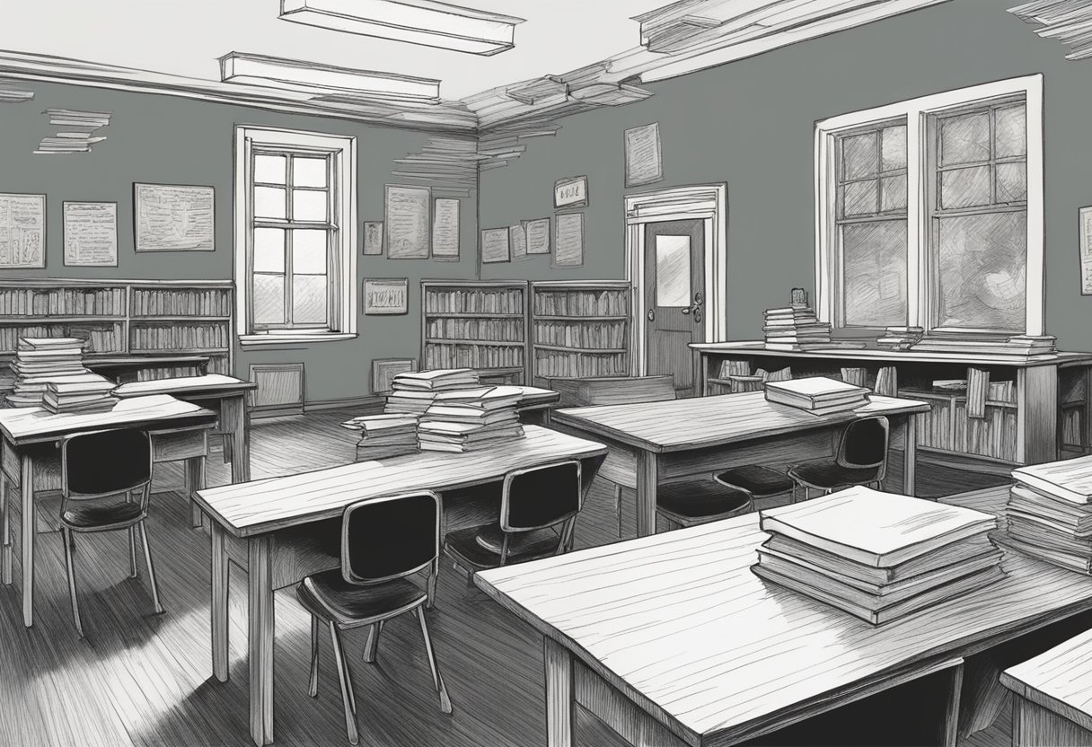 Janet's books flew off the shelves, desks levitated, and eerie whispers filled the classroom. A ghostly figure materialized, causing chaos and fear among the students