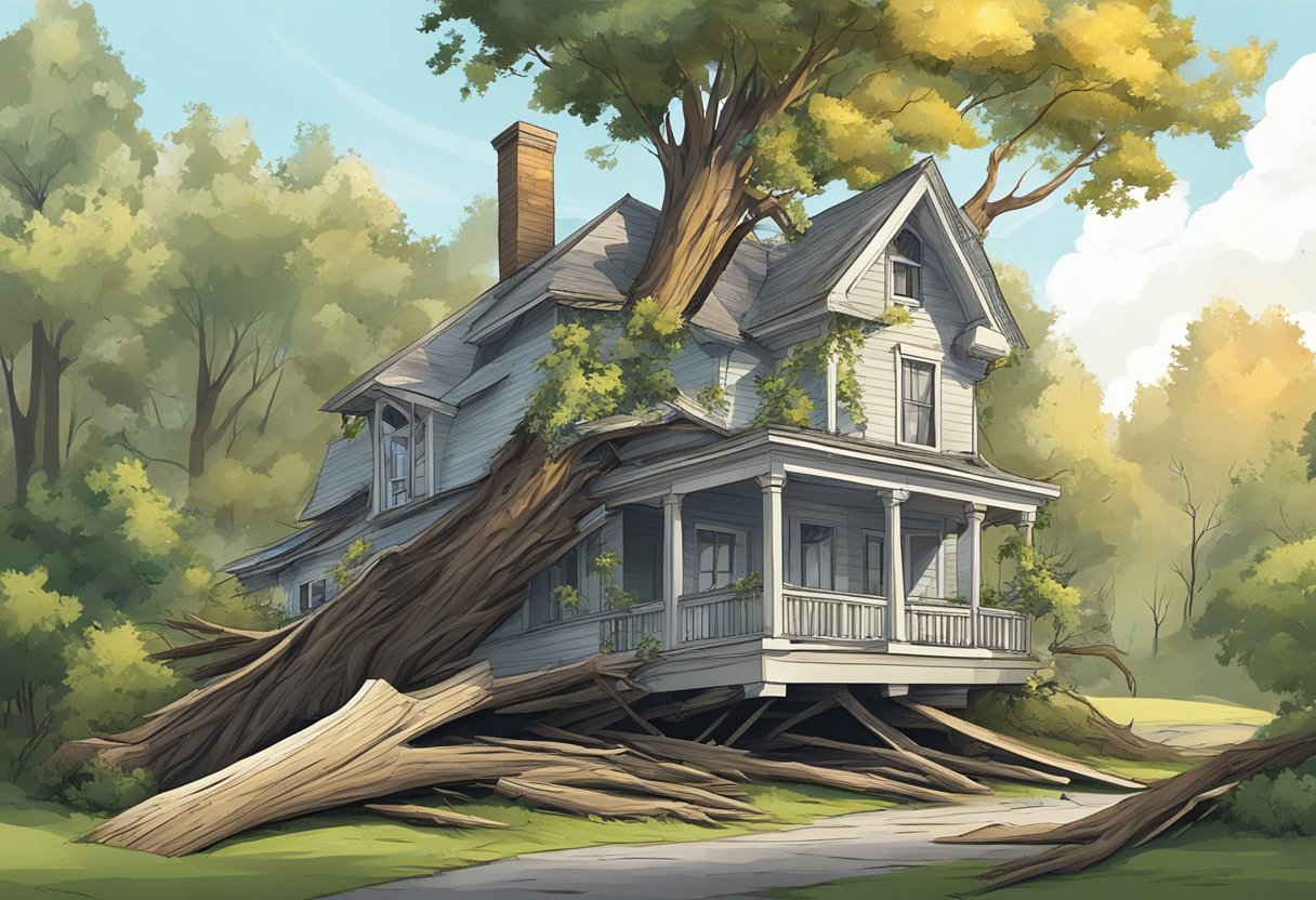 The house's leg was crushed by a fallen tree