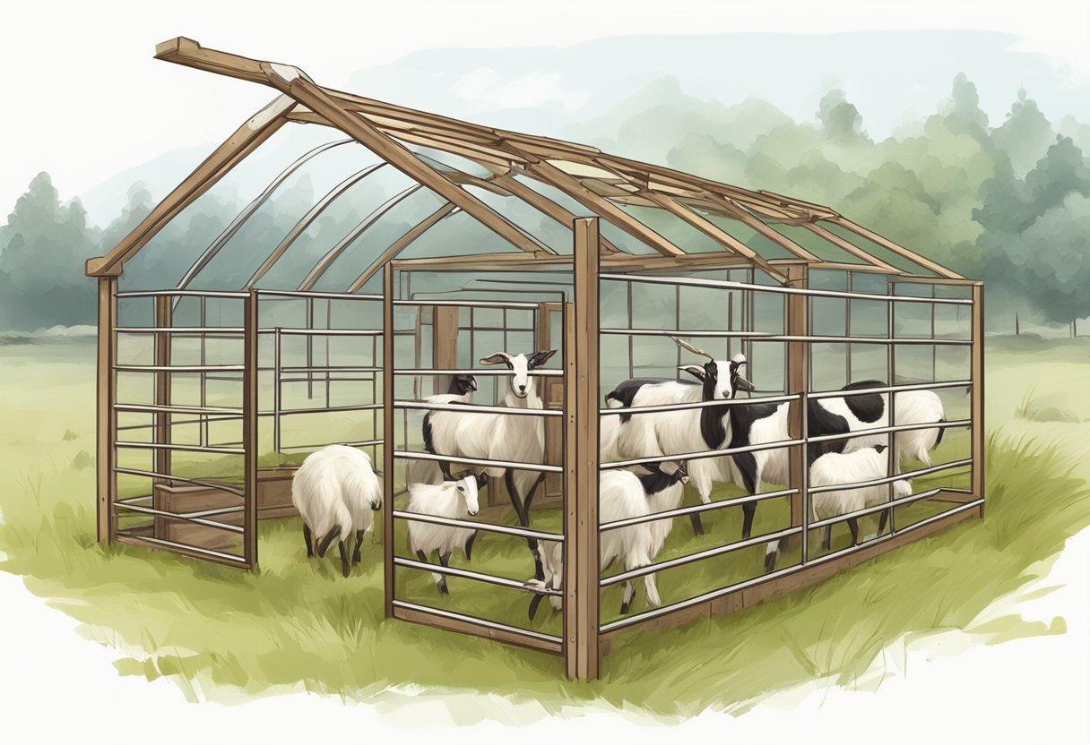 A farmer constructs a sturdy goat pen, researches breeding techniques, and purchases healthy breeding stock