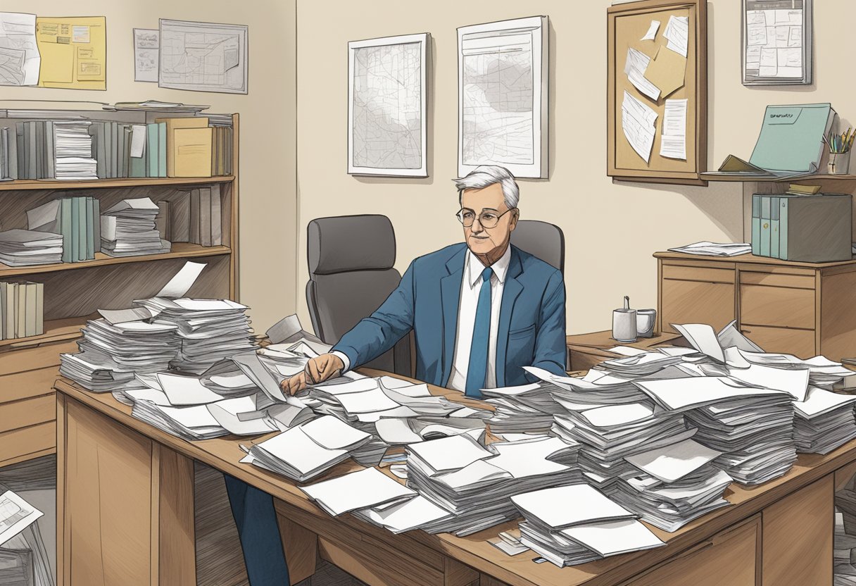 David Pollack's empty desk, scattered papers, and a puzzled colleague searching for him