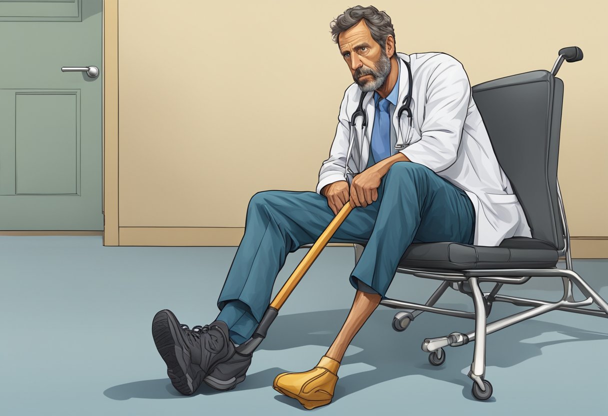 Dr. House's leg was injured in a car accident, leading to chronic pain and a limp. He relies on a cane for support