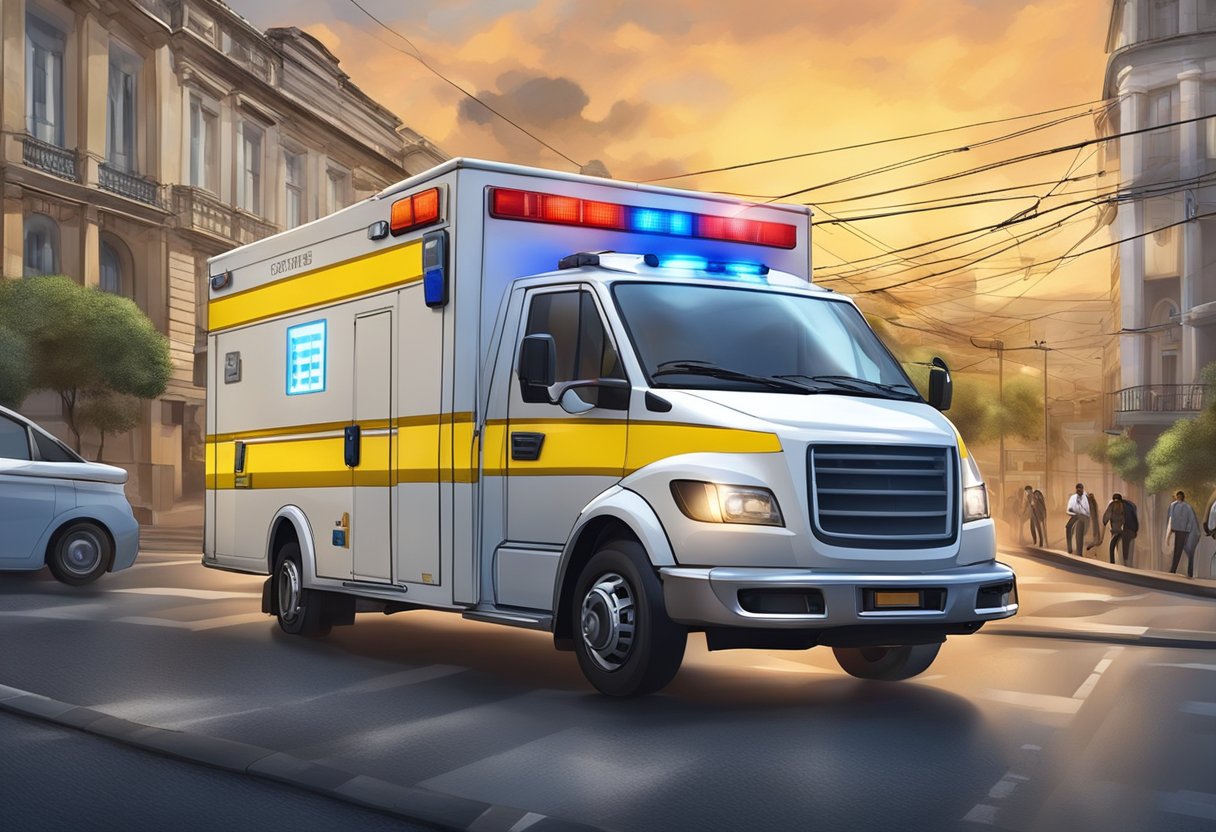 Ambulância Particular Curitiba: Serviços Essenciais para Emergências Médicas 1 A private ambulance rushing through the streets of Curitiba, sirens blaring and lights flashing, providing crucial medical transportation services