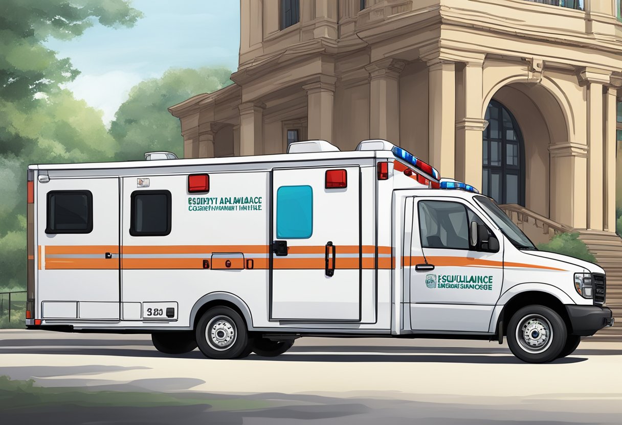 Qual valor da ambulância particular: Entenda o Custo do Serviço de Transporte Médico 1 A private ambulance parked with "Security and Compliance with Legislation" signage