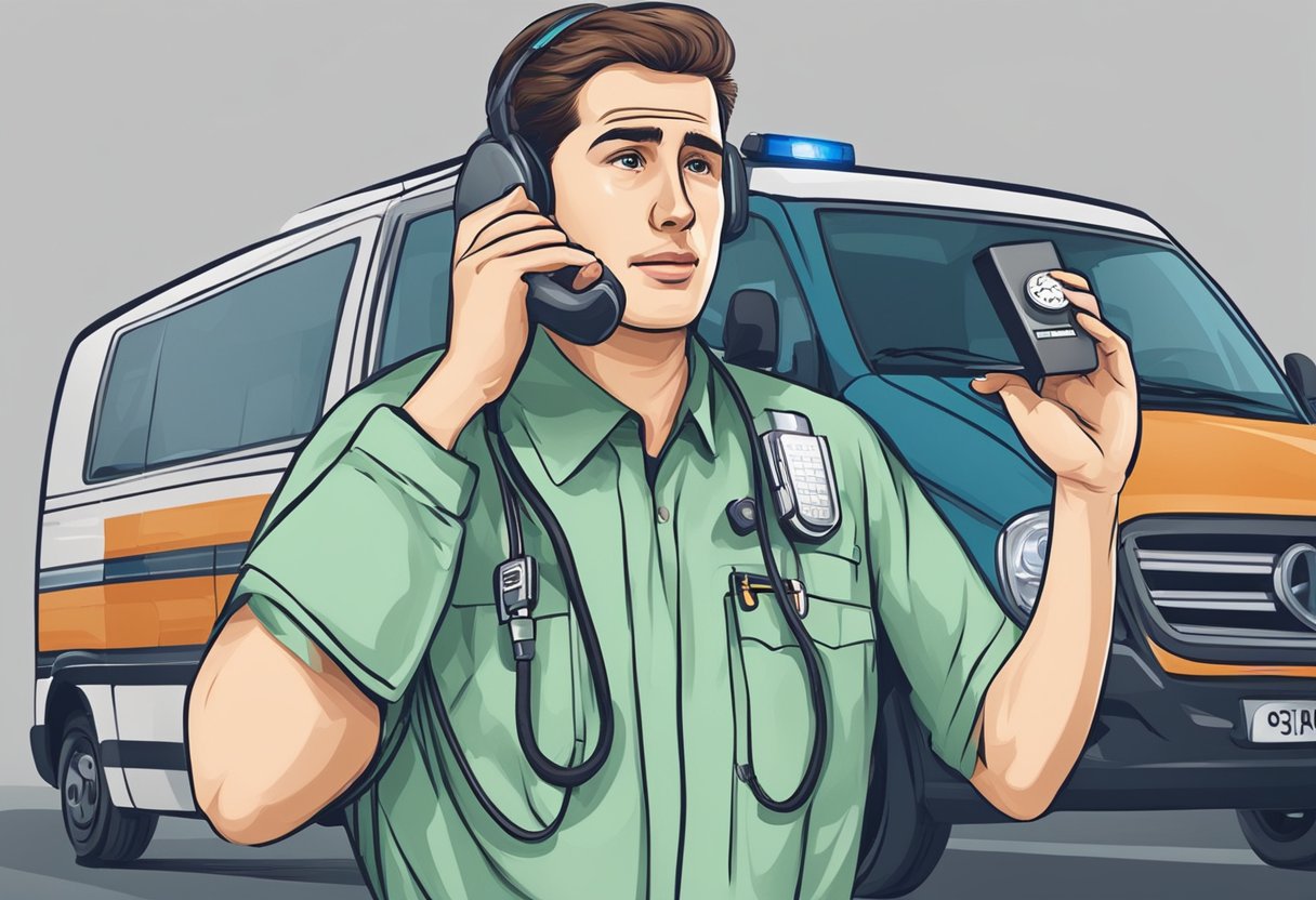 Qual valor da ambulância particular: Entenda o Custo do Serviço de Transporte Médico 5 A person calling for an ambulance service, discussing the cost and details over the phone