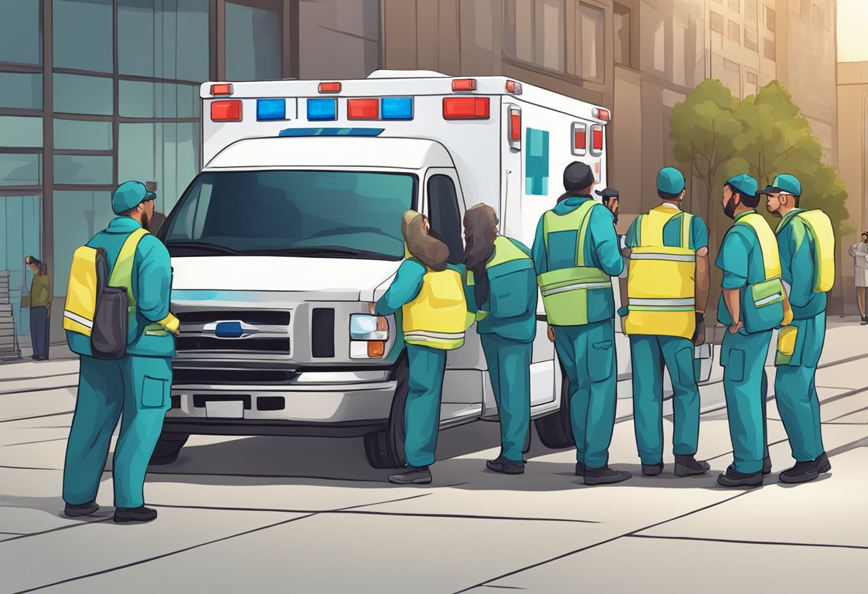 Qual o valor de uma ambulância simples: Fatores que Influenciam o Preço 4 A crew and medical team discussing the cost of a simple ambulance