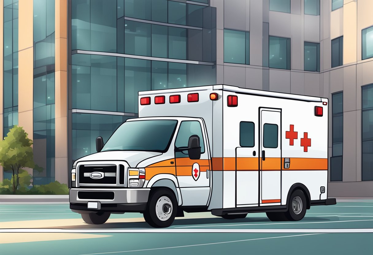 Qual o valor de uma ambulância simples: Fatores que Influenciam o Preço 5 An ambulance parked outside a hospital with its lights flashing