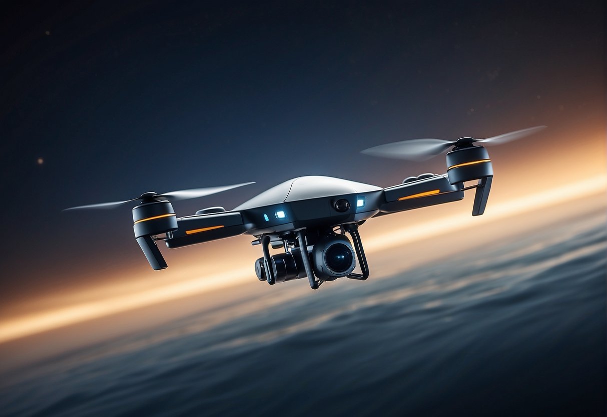 A hypersonic drone streaks through the sky, leaving a trail of blurred motion in its wake