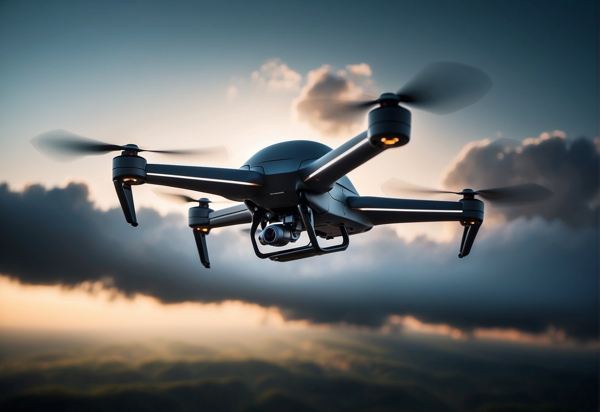 A hypersonic drone soaring through the sky at incredible speed, leaving a trail of white vapor behind it