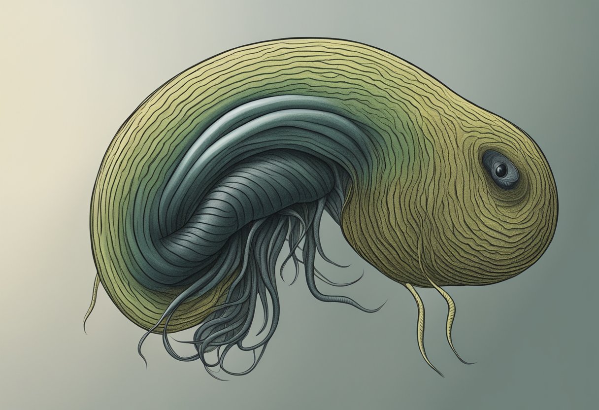 A leech attached to a scalp with hair loss
