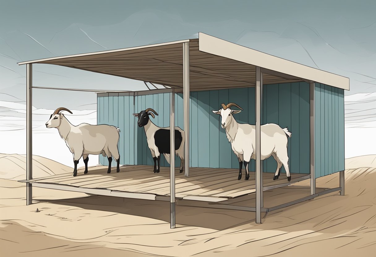 Goats seek shelter from rain, wind, and extreme temperatures. A simple structure with a roof and three solid walls provides adequate protection