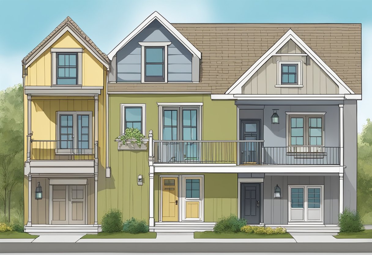 Bucks and does housed separately. Consider legal and ethical implications. Illustrate two distinct housing units for each gender