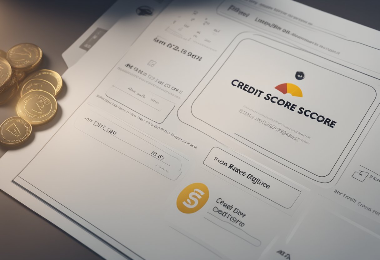 A scale with "Credit Score" on one side and "Debt-to-Income Ratio" on the other, with a "Loan Eligibility" arrow pointing towards the center