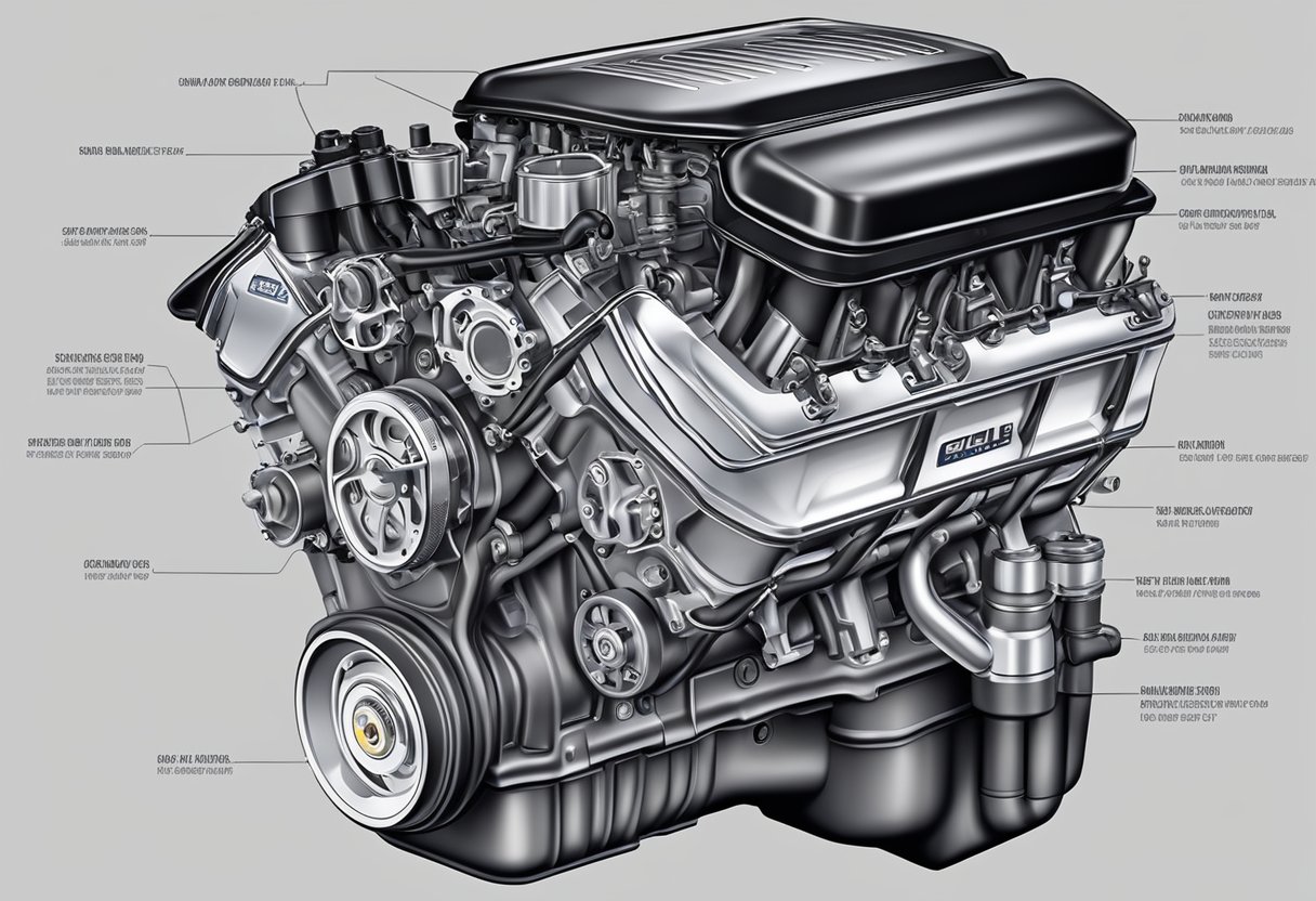 A Chevrolet Silverado 1500 engine with oil specifications