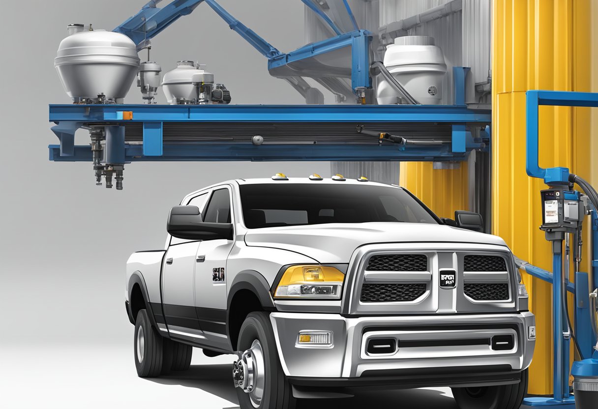 The Ram 3500 oil capacity is being measured with additional fluids and components