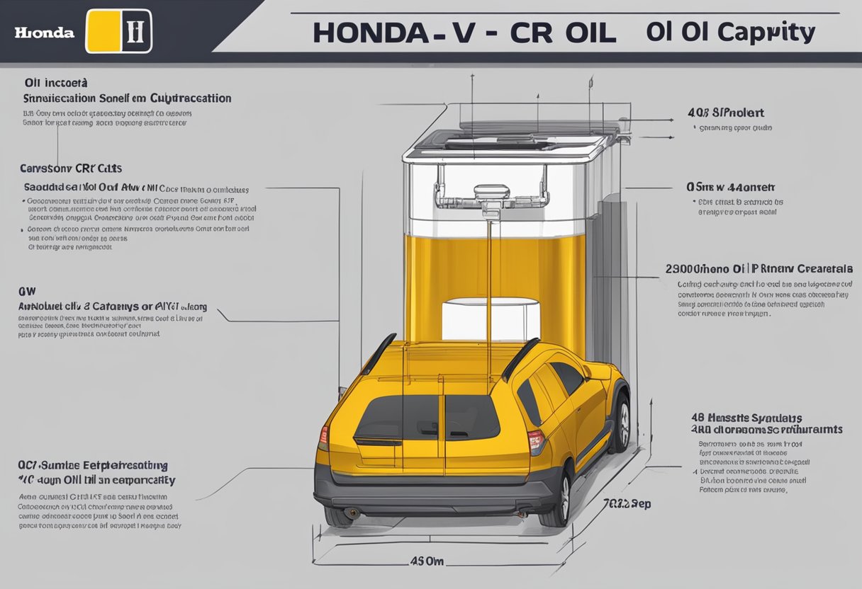 The Honda CR-V oil capacity is 4.4 quarts. The specifications include using 0W-20 synthetic oil for optimal performance