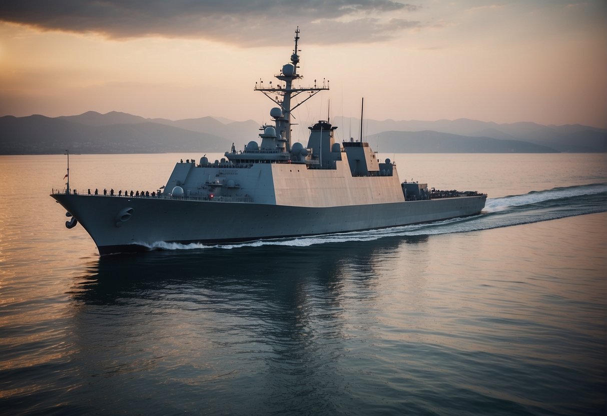 A naval ship integrates AI systems for defense operations