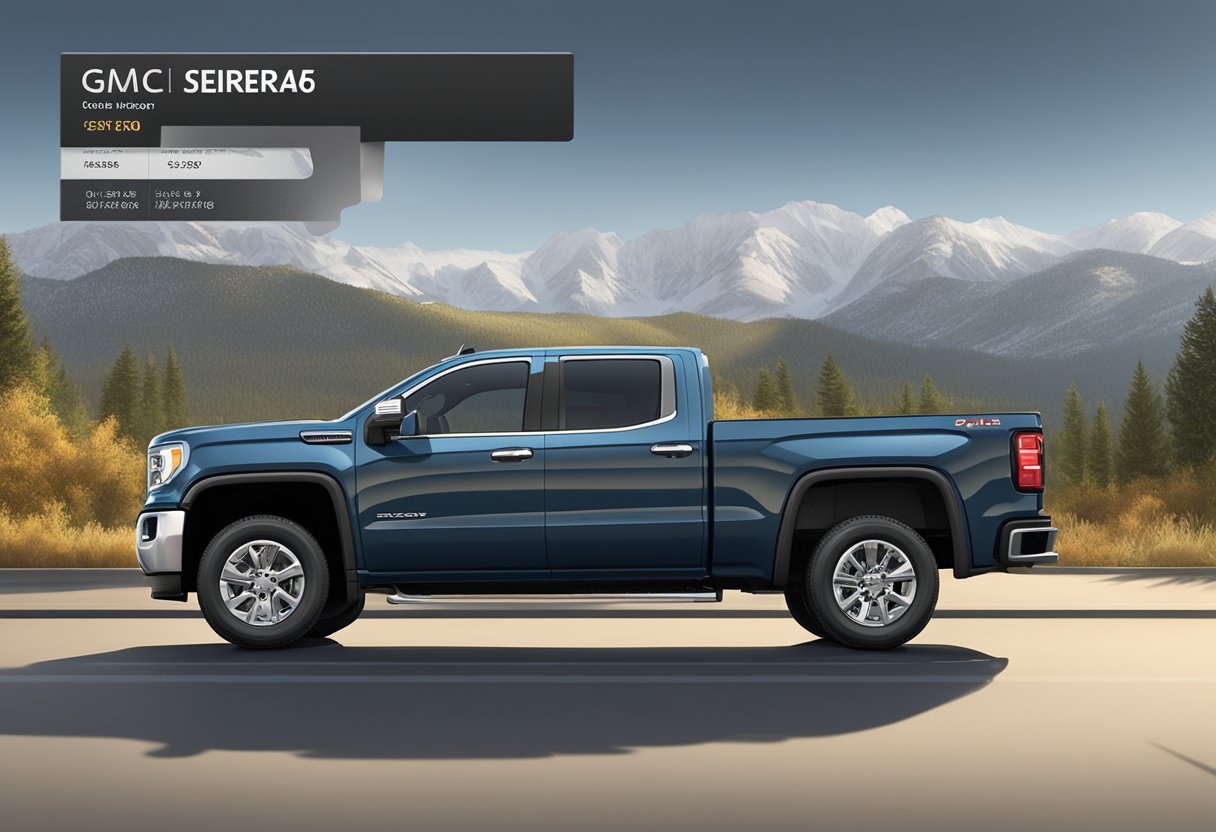 The GMC Sierra 1500 oil capacities and oil type are displayed on a label located under the hood of the vehicle